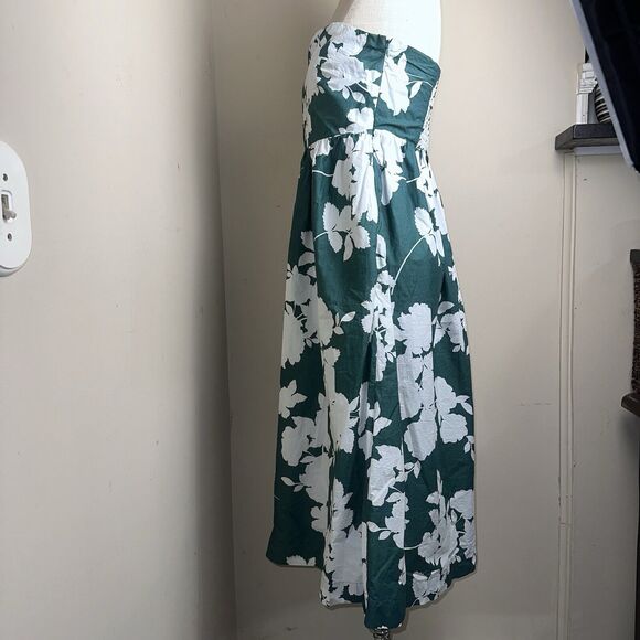 NEW Cynthia Rowley Green White Floral Print Strapless Midi Dress Size 12 NEW - Picture 5 of 9